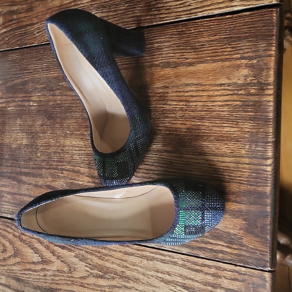 J Crew Etta Plaid Jeweled Toe Pumps Heels Dress Shoes 9.5 EUC